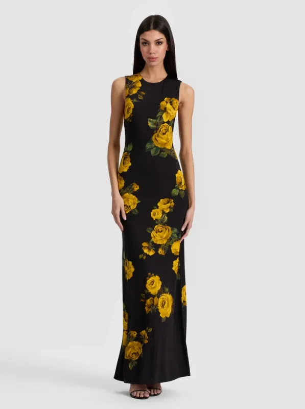 Alice + Olivia - Delora Open Back Maxi Dress - Rosehips sold by Jessie Boutique