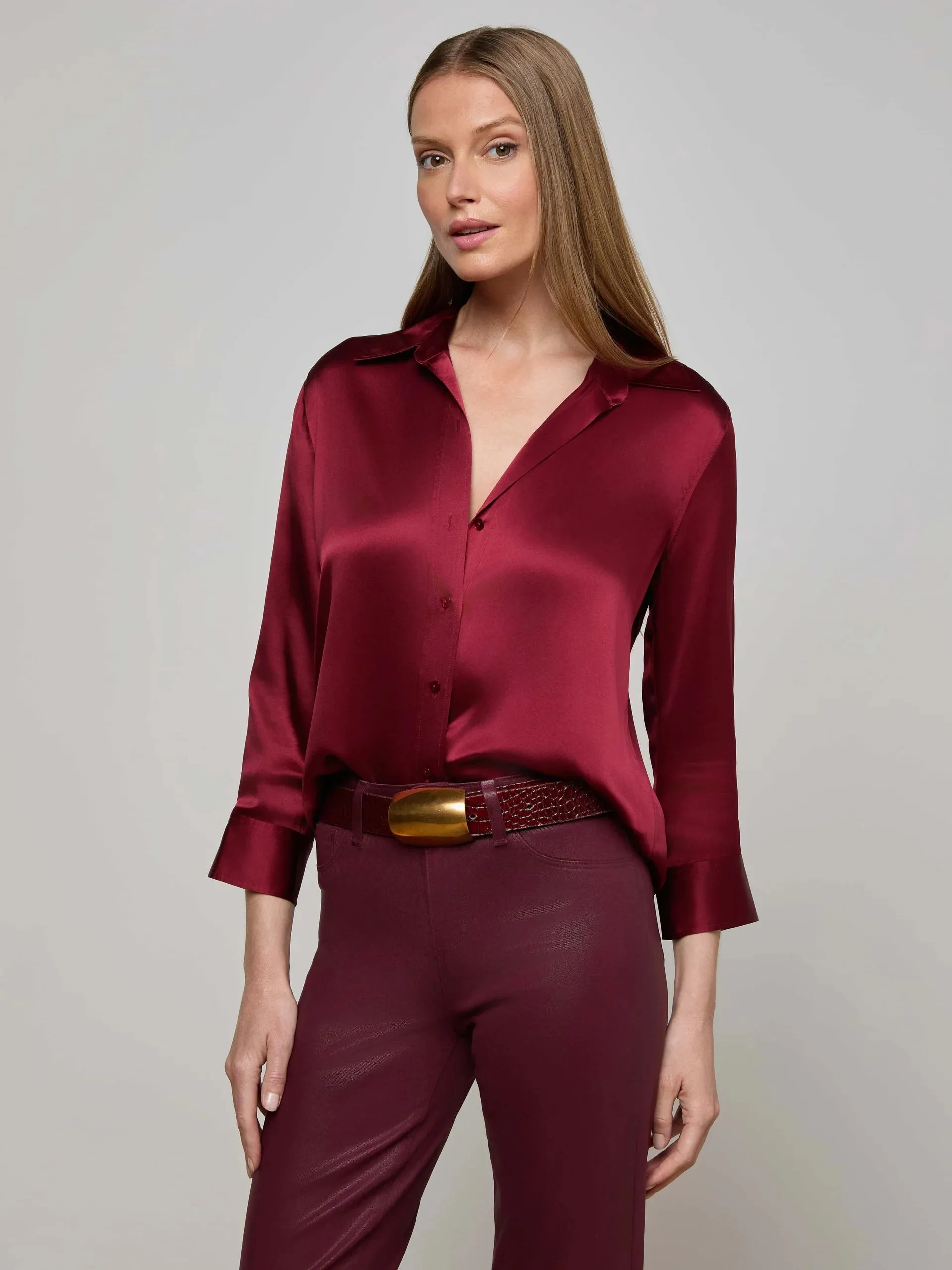 L'agence - Dani Silk Blouse - Black Cherry sold by Jessie Boutique product image thumbnail 2