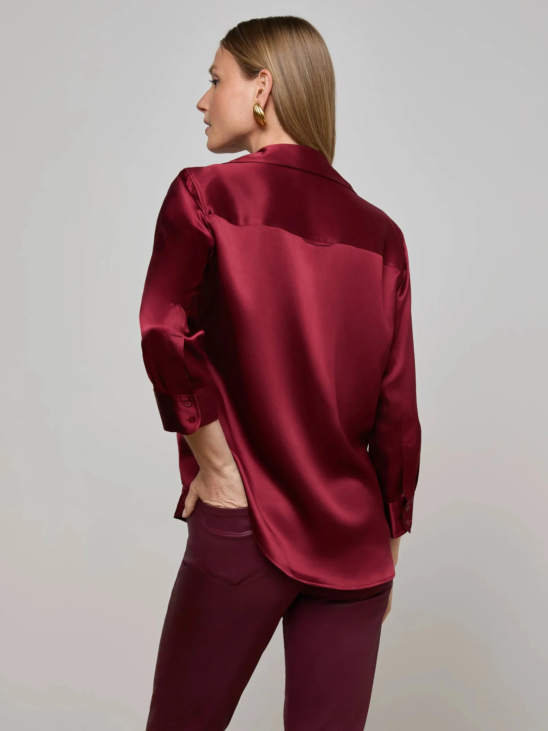 L'agence - Dani Silk Blouse - Black Cherry sold by Jessie Boutique product image thumbnail 4