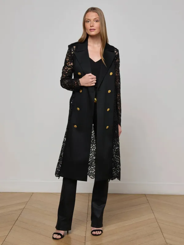 L'agence - Amata Lace Trench Coat - Black sold by Jessie Boutique