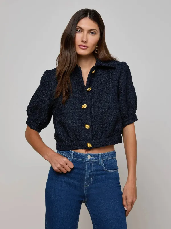 L'agence - Cove Cropped Tweed Jacket - Midnight sold by Jessie Boutique