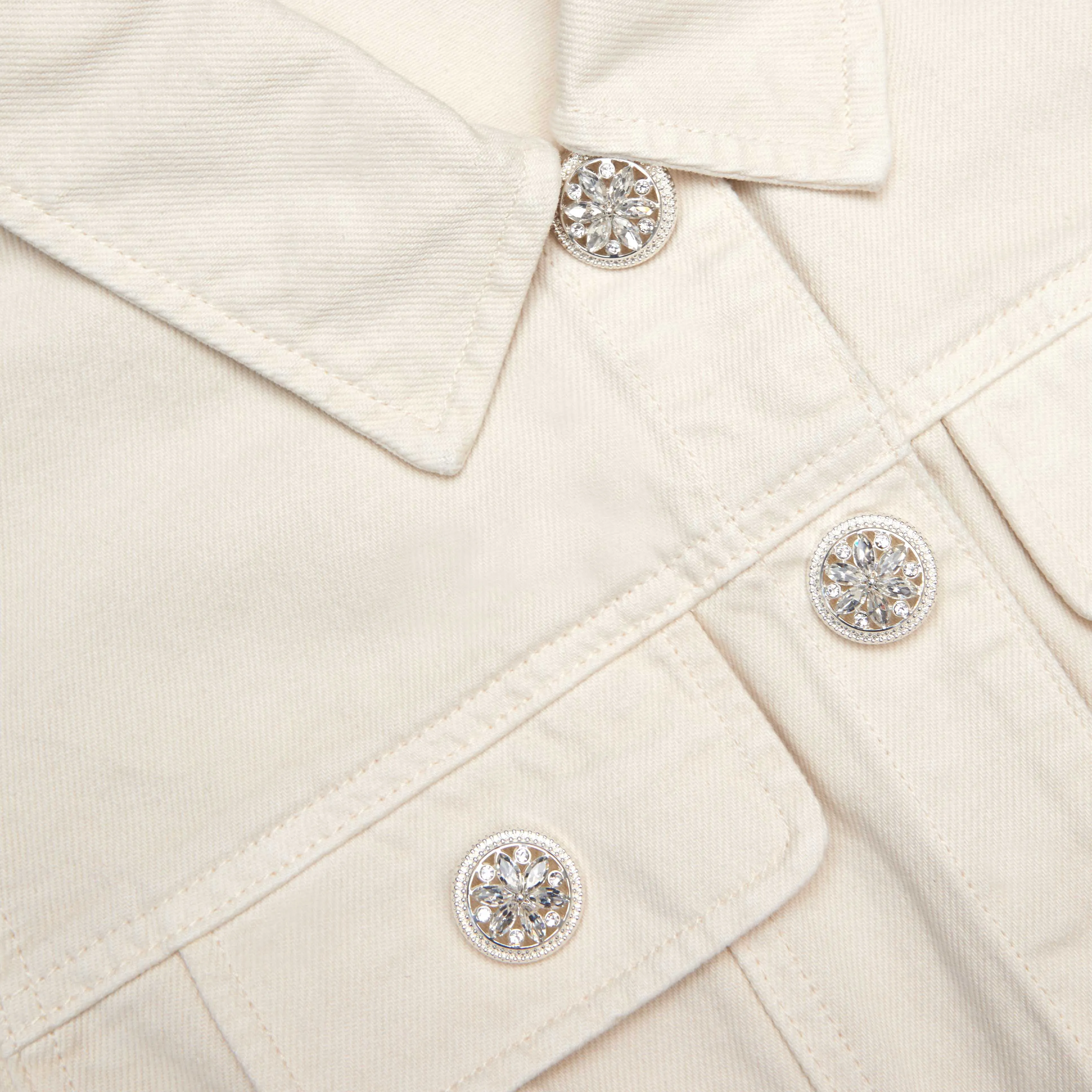 Self-portrait - Collared Denim Mini Dress - Cream sold by Jessie Boutique product image thumbnail 5