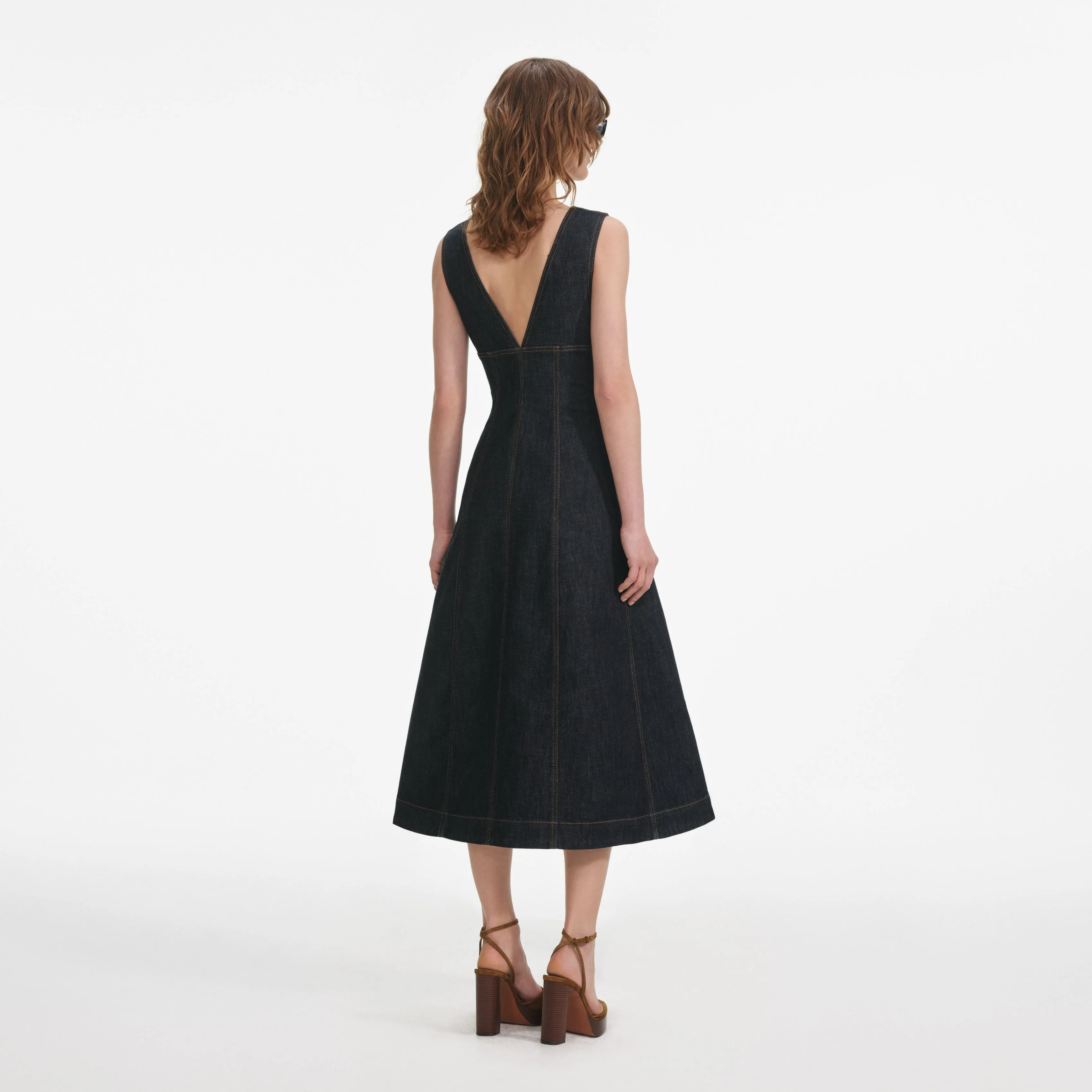 Self-portrait - Indigo Denim Midi Dress - Dark Blue Denim sold by Jessie Boutique product image thumbnail 3