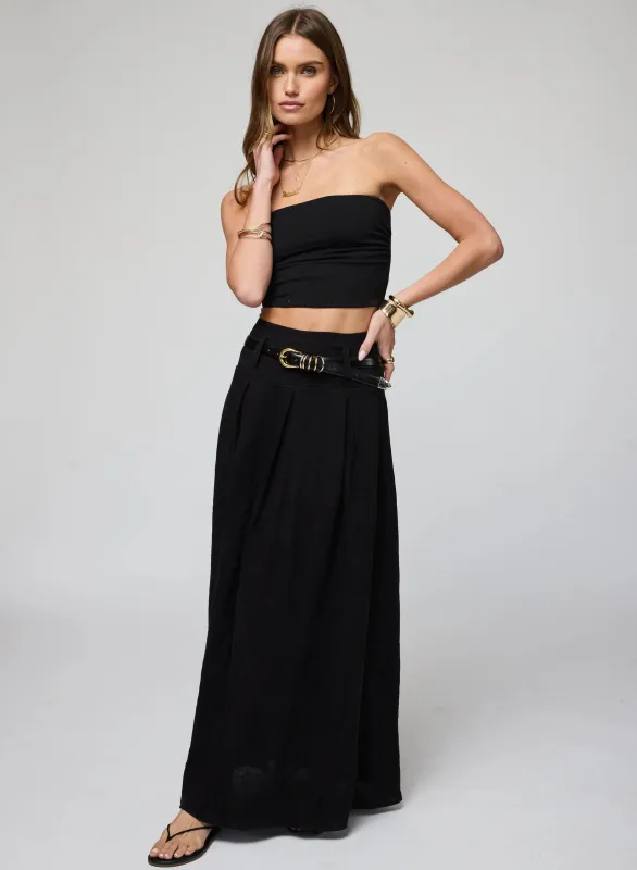 Stillwater - The Linen Belted Maxi Skirt - Black sold by Jessie Boutique