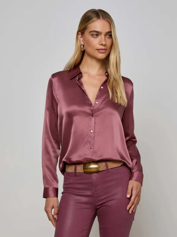 L'agence - Tyler Silk Blouse - Dark Mauve sold by Jessie Boutique