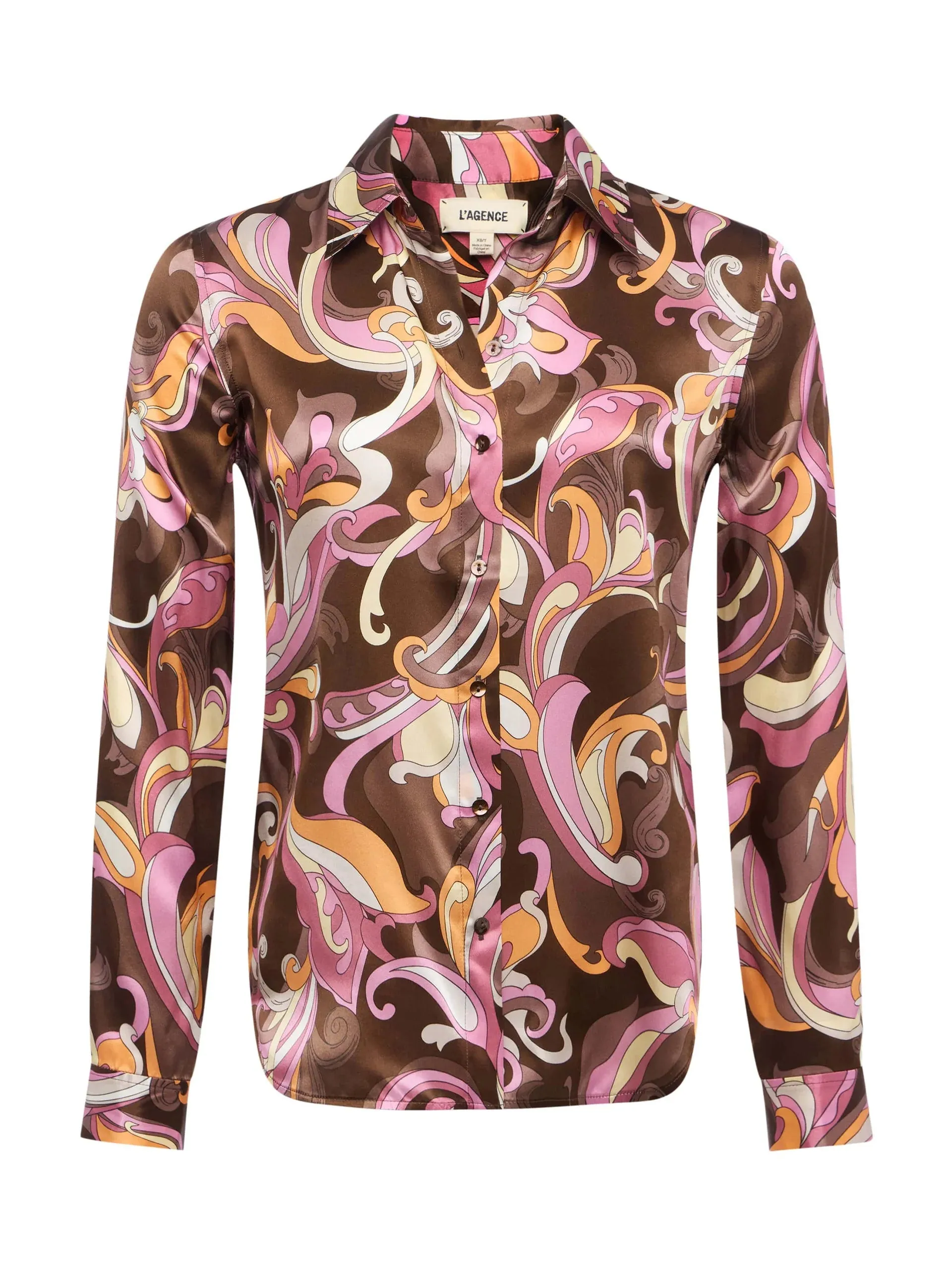 L'agence - Tyler Silk Blouse - Brown/Pink Multi Small Abstract Paisley sold by Jessie Boutique product image thumbnail 5