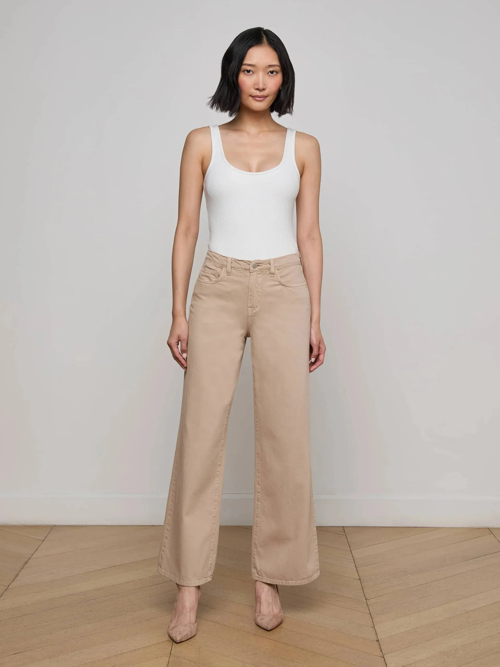 L'agence - Alicent Wide-Leg Jean - Pale Khaki sold by Jessie Boutique