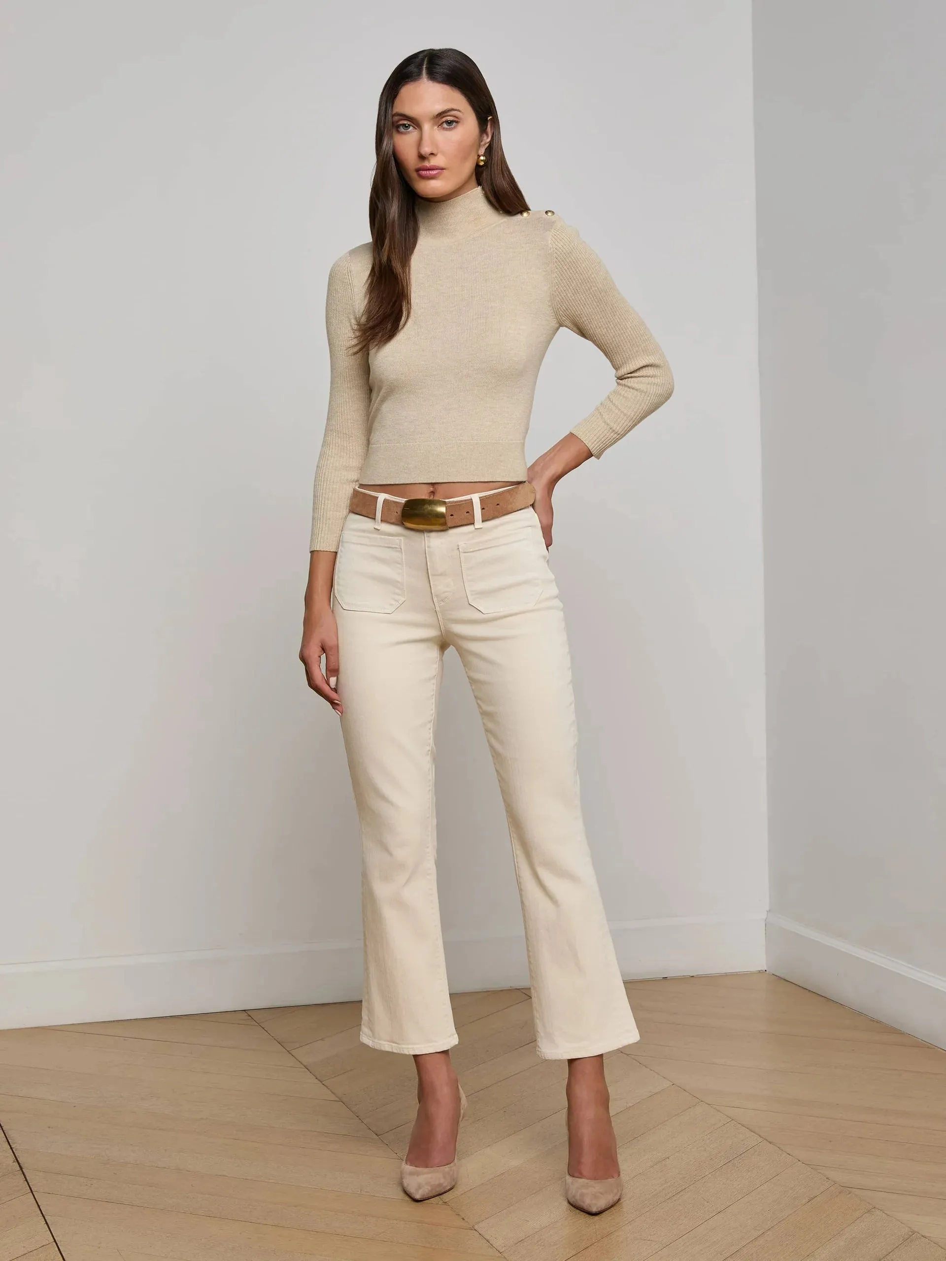 L'agence - Noya Cropped Slim Flare Jean - French Vanilla sold by Jessie Boutique