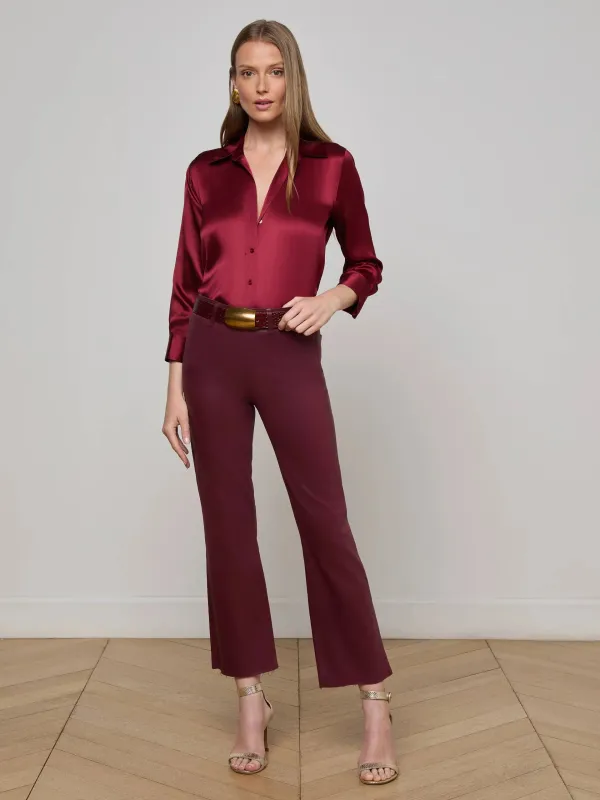 L'agence - Kendra Cropped Flare Jean - Dark Port Coated sold by Jessie Boutique