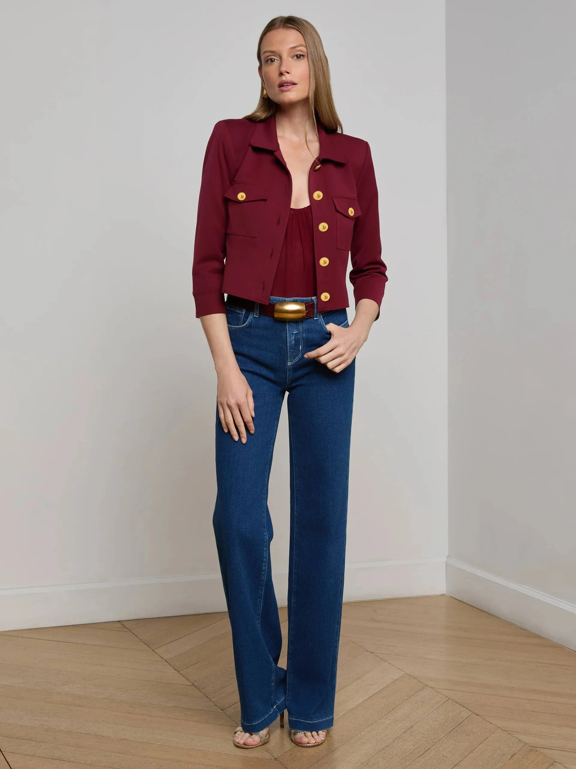 L’agence - Kumi Cropped Jacket - Black Cherry sold by Jessie Boutique product image thumbnail 2