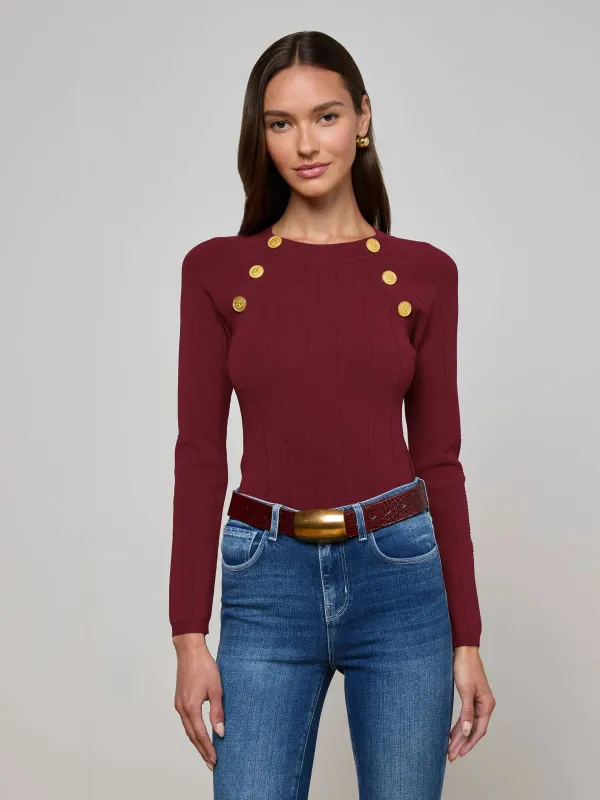 L'agence - Gretchen Pullover - Black Cherry/Gold sold by Jessie Boutique