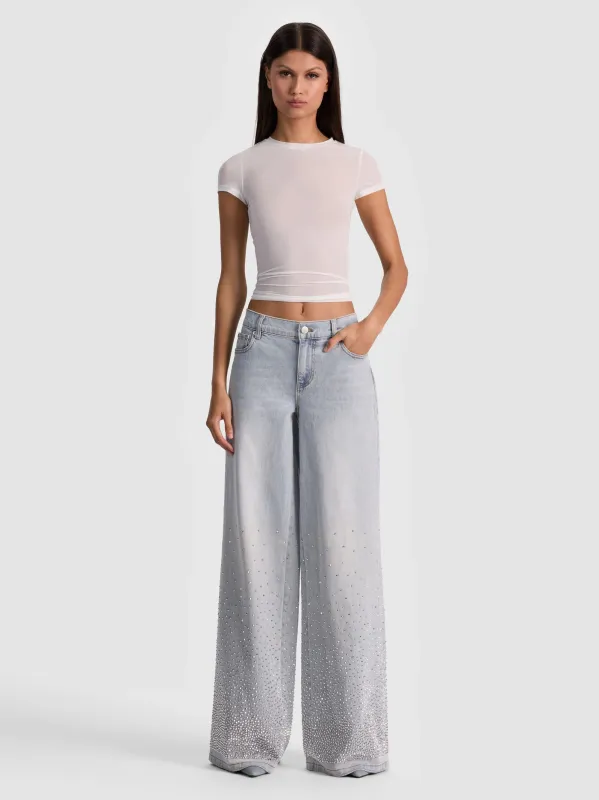 Alice + Olivia - Amazing Embellished Baggy Denim Jean - Rockstar Blue sold by Jessie Boutique