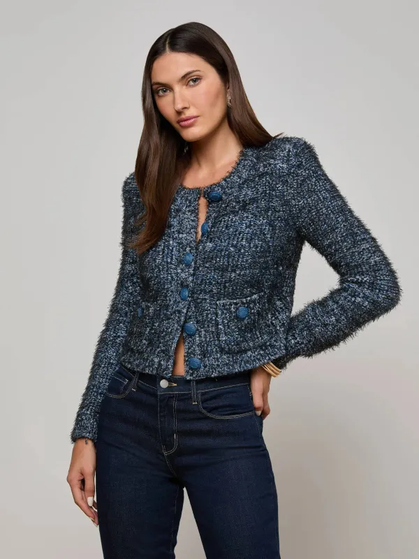 L'agence - Una Knit Cardigan - Stone Blue Multi sold by Jessie Boutique