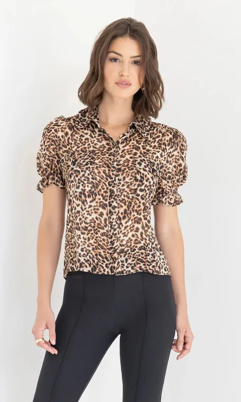 Generation Love - Mina Leopard Georgette Shirt - Leopardess sold by Jessie Boutique