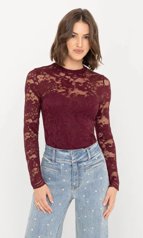 Generation Love - Clayton Lace Top - Cabernet sold by Jessie Boutique
