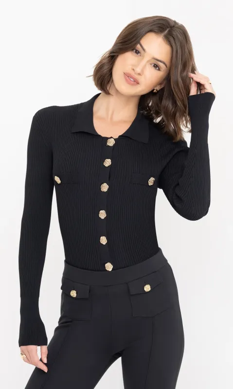 Generation Love - Carter Rib Cardigan - Black sold by Jessie Boutique