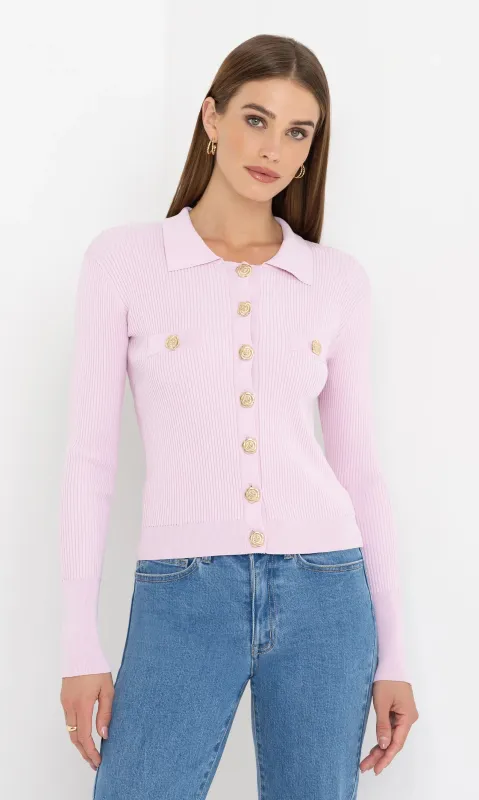 Generation Love - Carter Rib Cardigan - Pink sold by Jessie Boutique