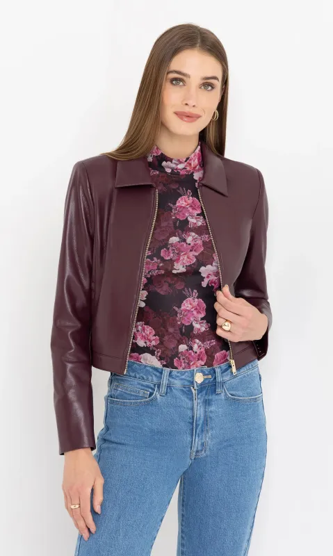 Generation Love - Lola Vegan Leather Jacket - Cabernet sold by Jessie Boutique