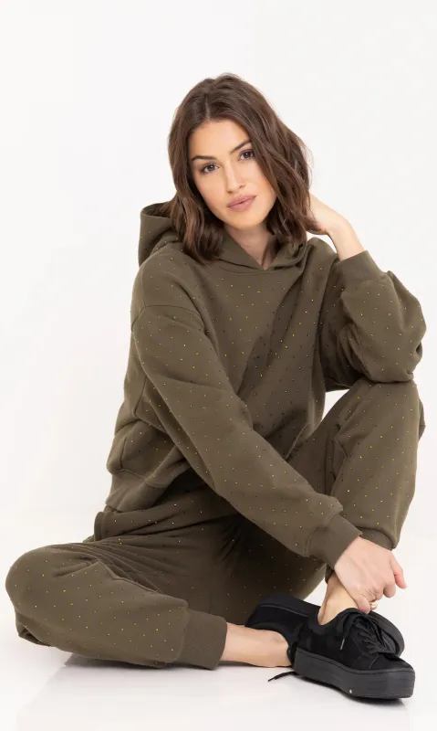 Generation Love - Renae Crystal Hoodie - Olive sold by Jessie Boutique