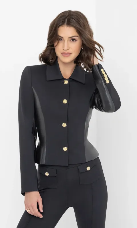 Generation Love - Robby Vegan Leather Combo Ponte Jacket - Black sold by Jessie Boutique