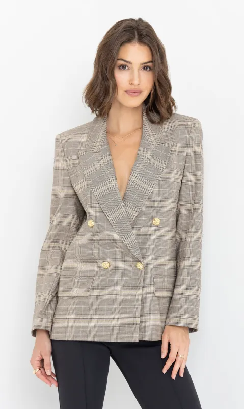 Generation Love - Maverick Plaid Blazer - Taupe Plaid sold by Jessie Boutique