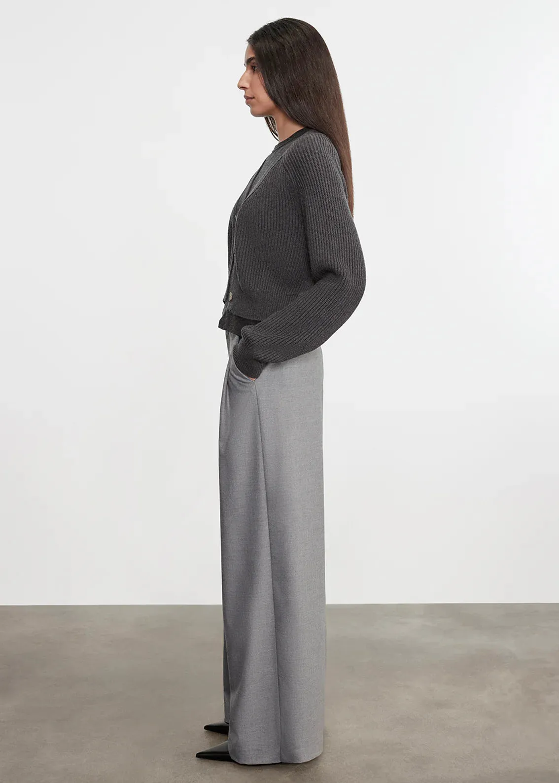 Enza Costa - Chucky Cotton Cashmere Cardigan - Charcoal sold by Jessie Boutique product image thumbnail 4