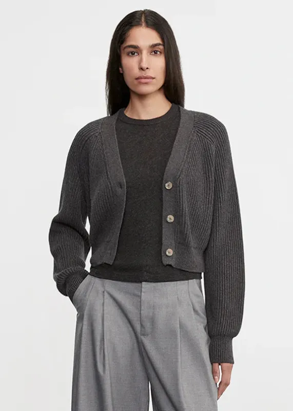 Enza Costa - Chucky Cotton Cashmere Cardigan - Charcoal sold by Jessie Boutique