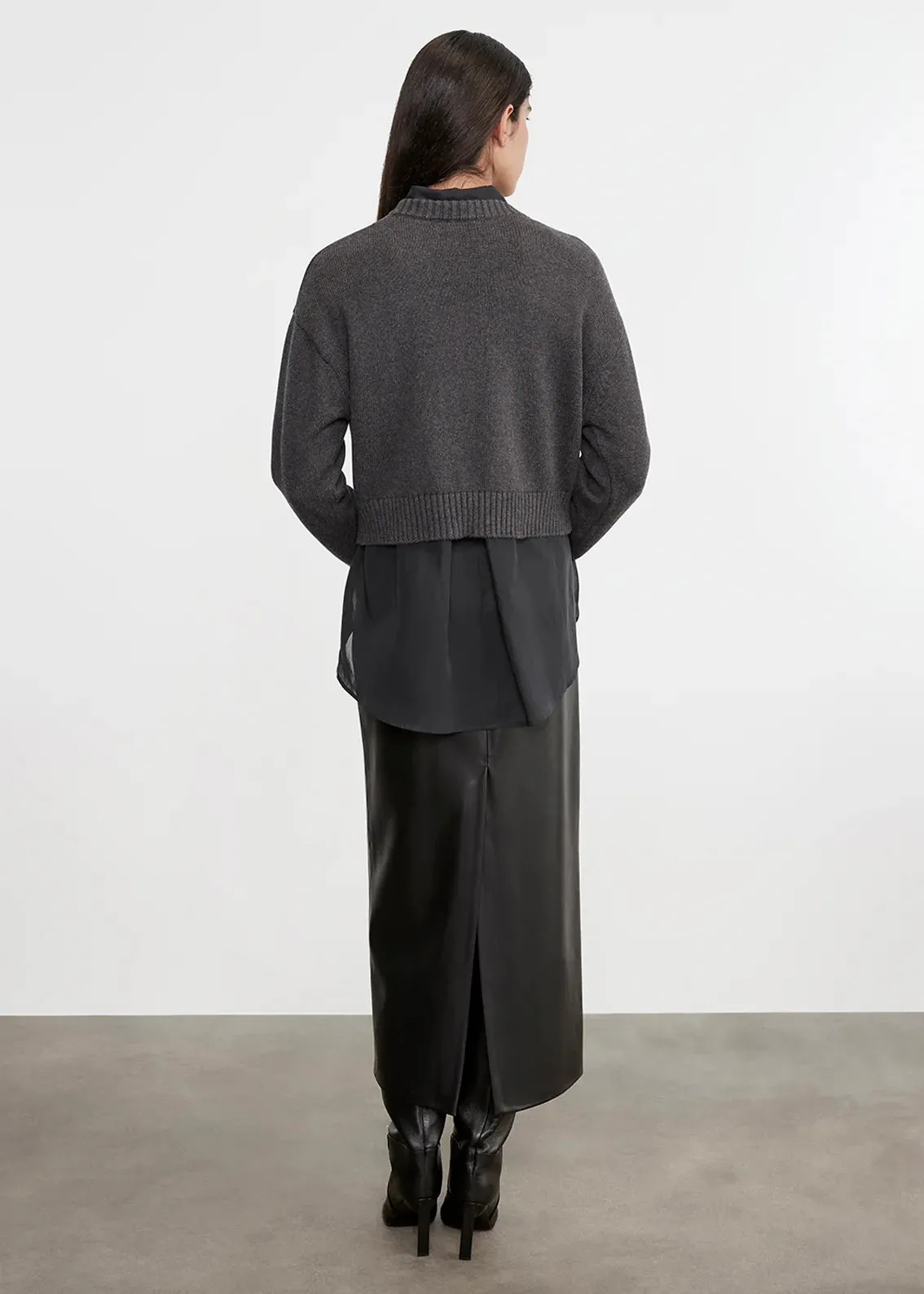 Enza Costa - Chunky Cotton Cashmere Sweater - Charcoal sold by Jessie Boutique product image thumbnail 4