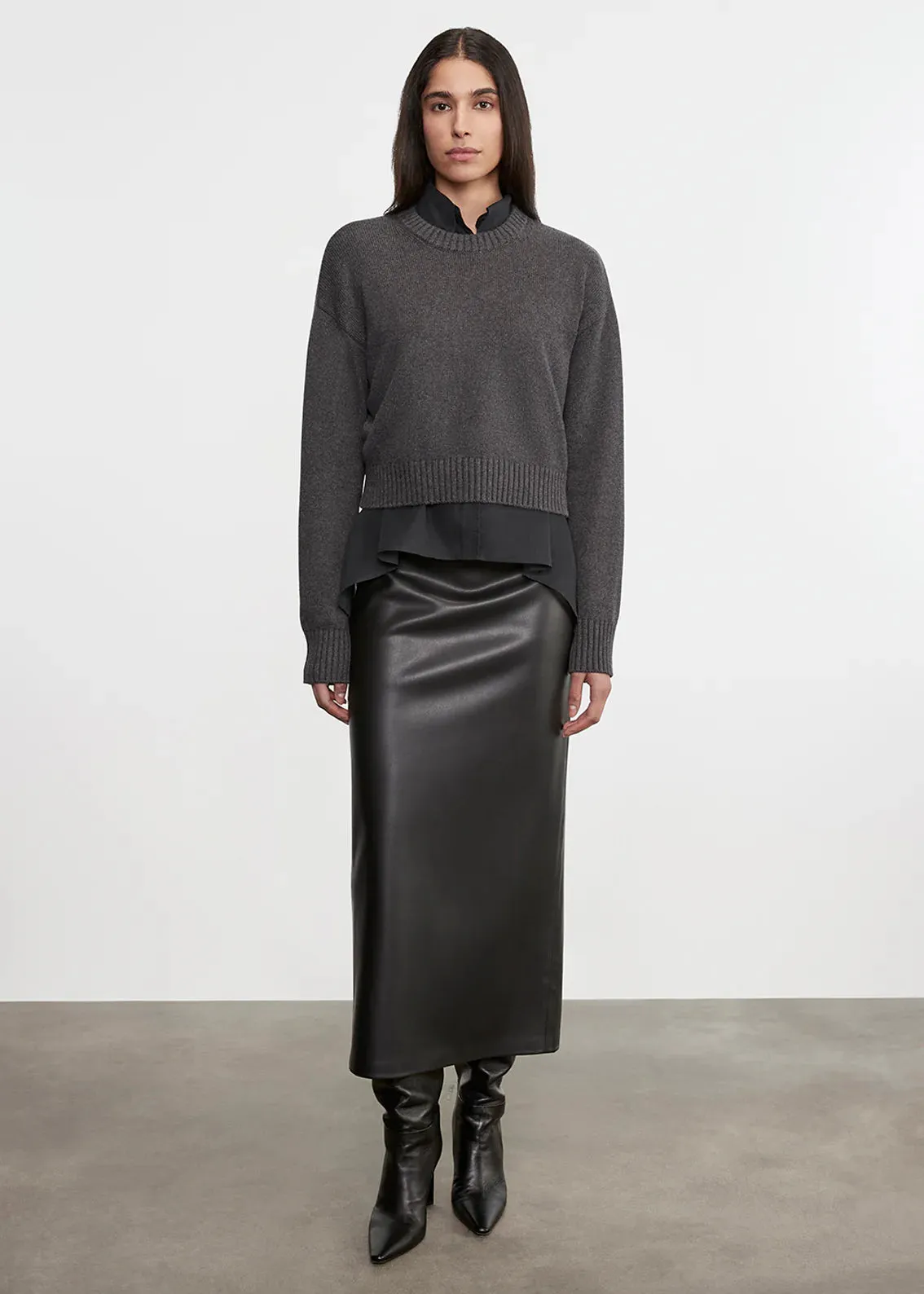 Enza Costa - Chunky Cotton Cashmere Sweater - Charcoal sold by Jessie Boutique product image thumbnail 2