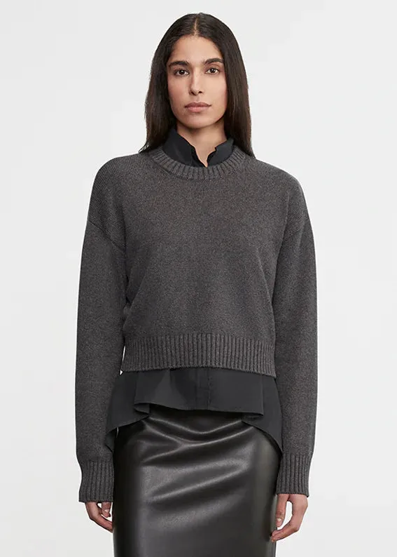 Enza Costa - Chunky Cotton Cashmere Sweater - Charcoal sold by Jessie Boutique