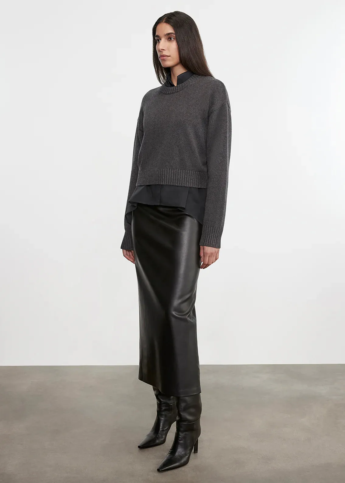 Enza Costa - Chunky Cotton Cashmere Sweater - Charcoal sold by Jessie Boutique product image thumbnail 3