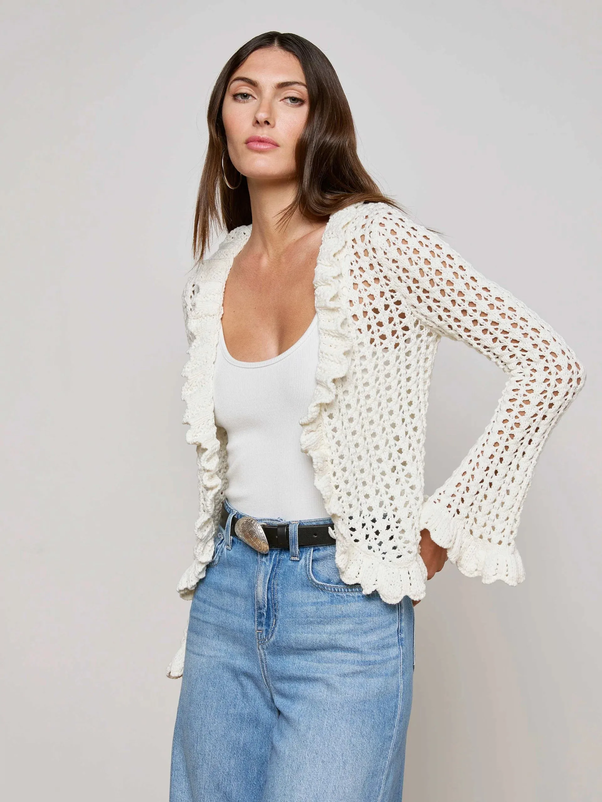L'agence - Solaris Crocheted Cardigan - Ivory sold by Jessie Boutique product image thumbnail 2