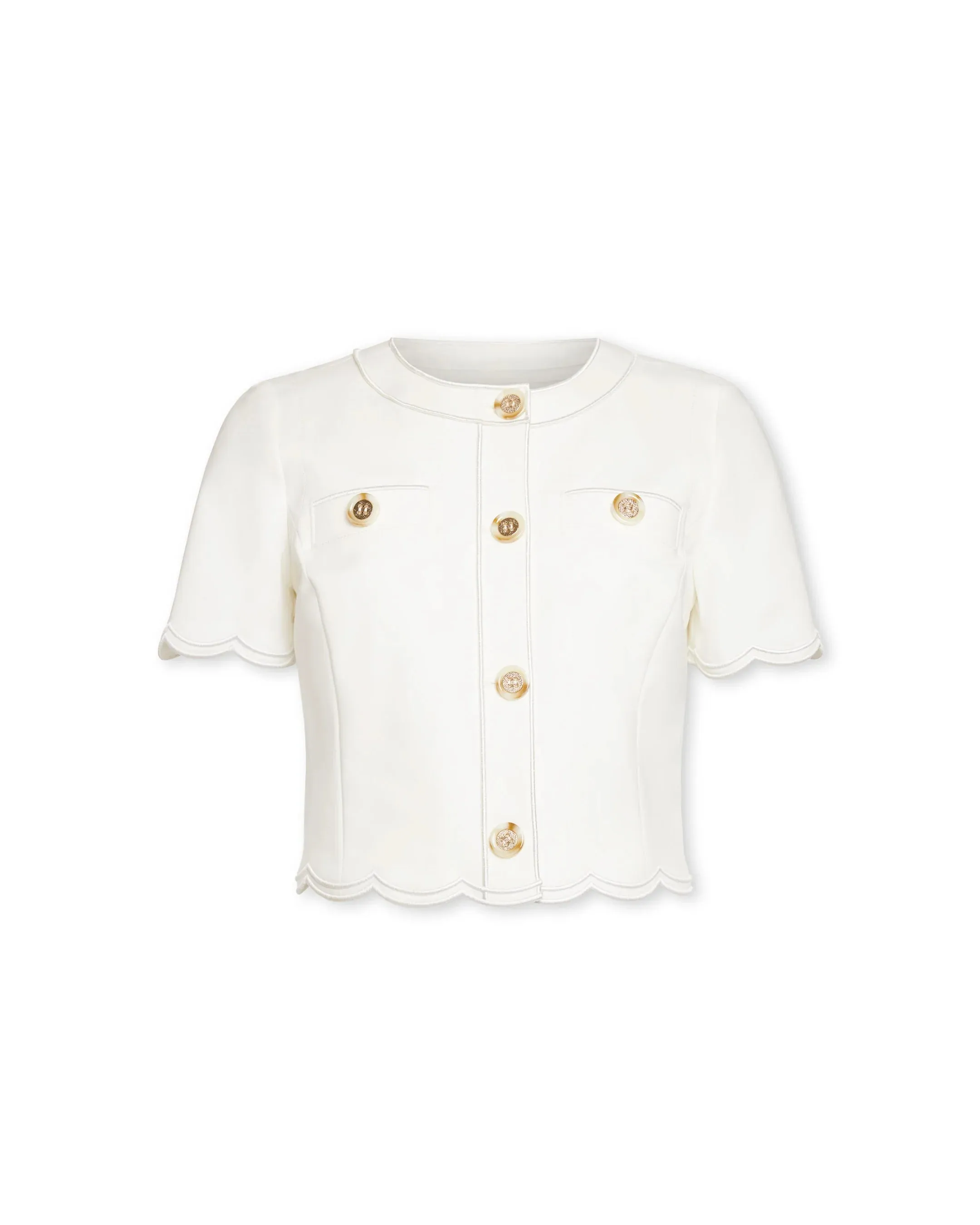 Ramy Brook - Sandra Stretch Cotton Scalloped Jacket - Ivory sold by Jessie Boutique product image thumbnail 4