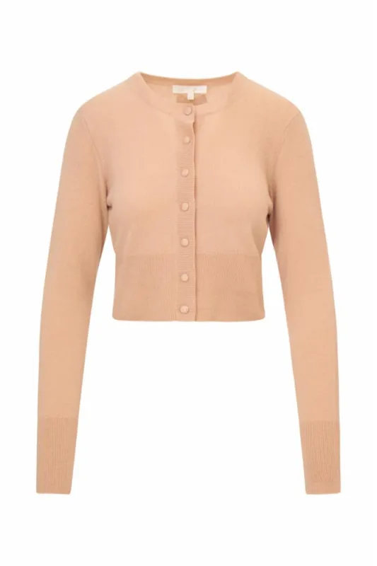 Loveshackfancy - Adeanne Soft Cashmere Cardigan - Toffee sold by Jessie Boutique