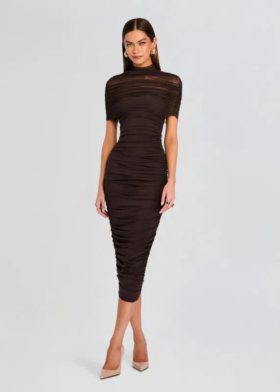 SER.O.YA - Roberta Midi Dress - Ash Brown sold by Jessie Boutique