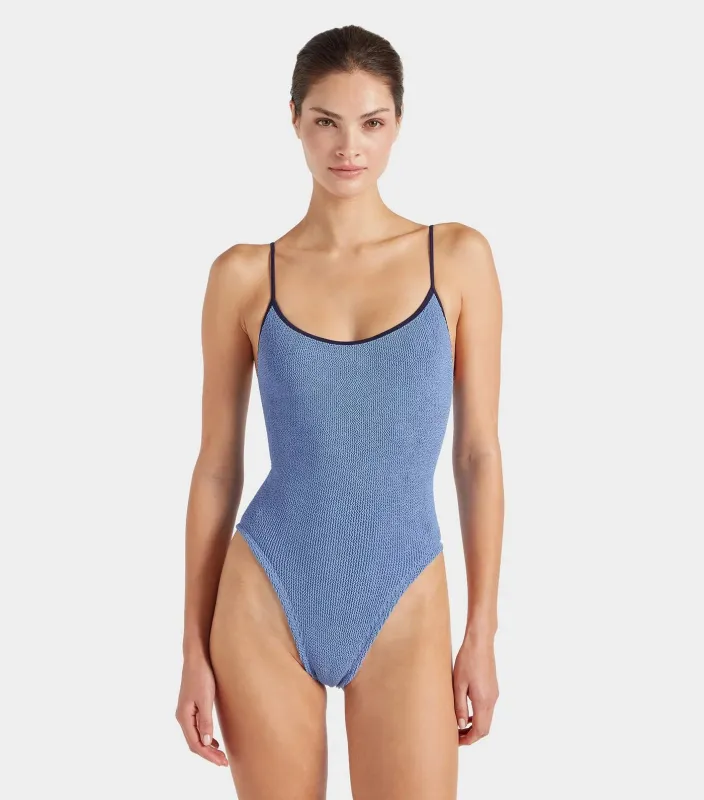 Hunza G - Pamela Swim Contrast - Cornflower/Navy sold by Jessie Boutique