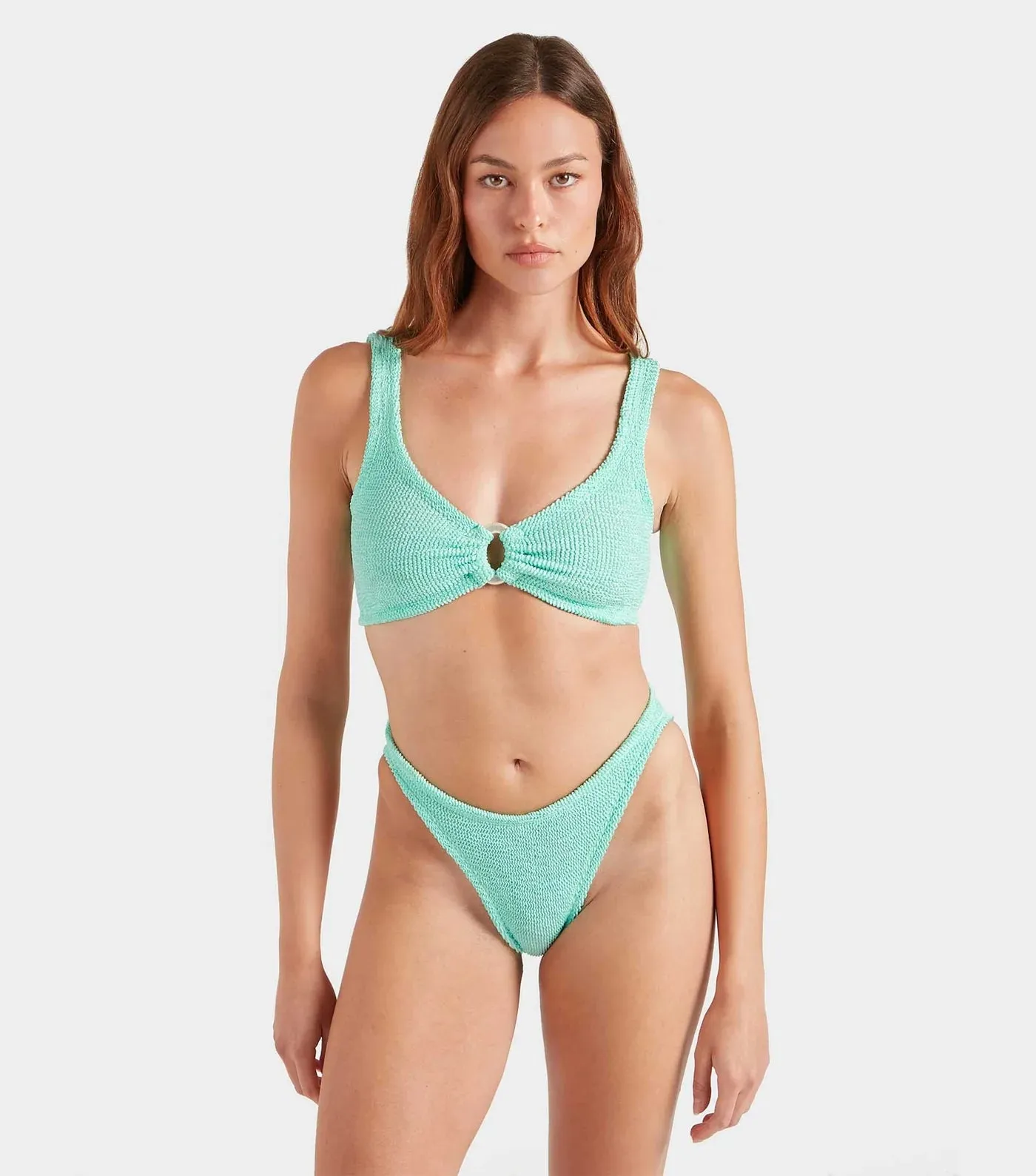 Hunza G - Julia Bikini With Pearly Hoop - Metallic Mint sold by Jessie Boutique