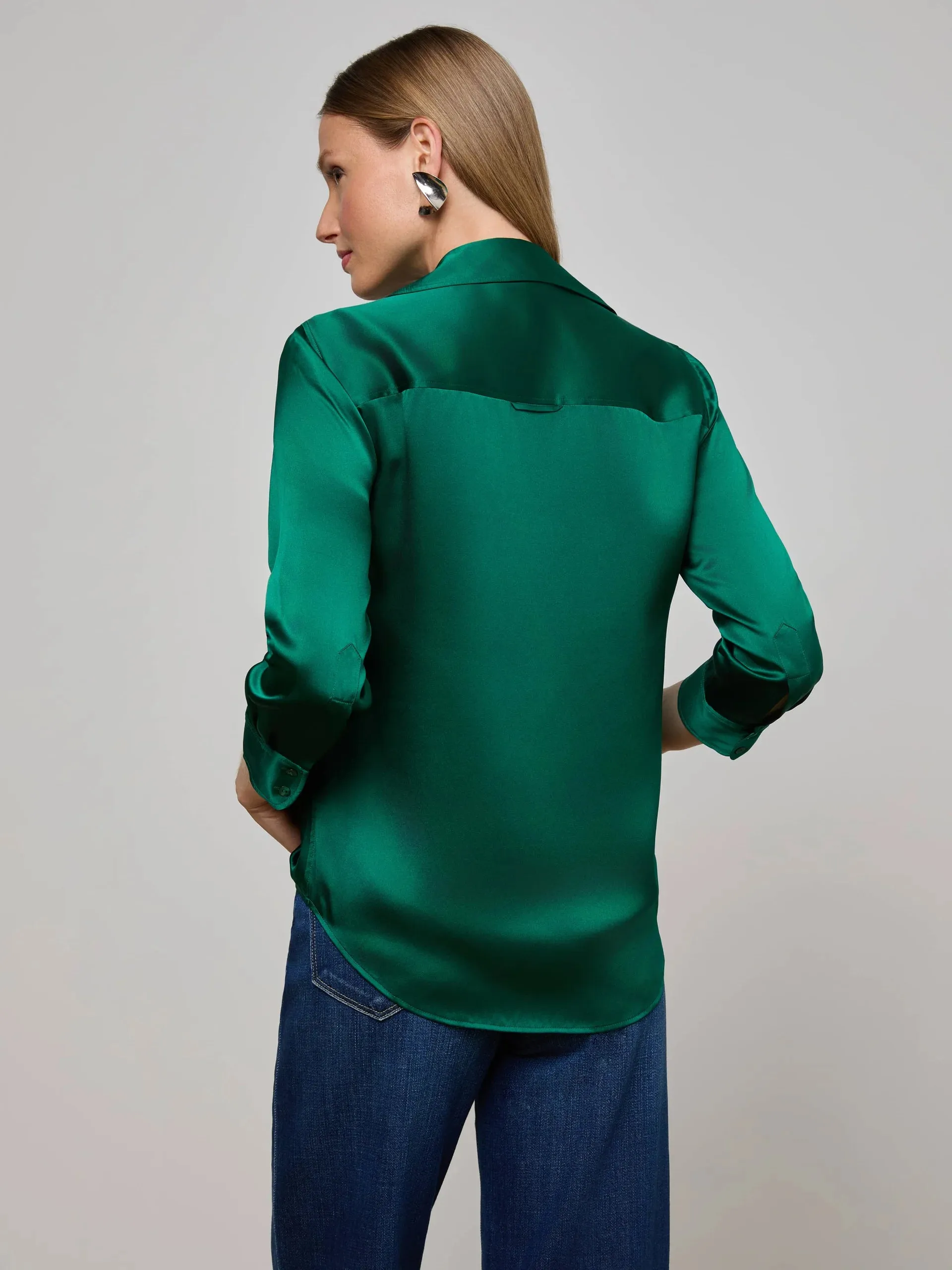 L'agence - Dani Silk Blouse - Bottle Green sold by Jessie Boutique product image thumbnail 4