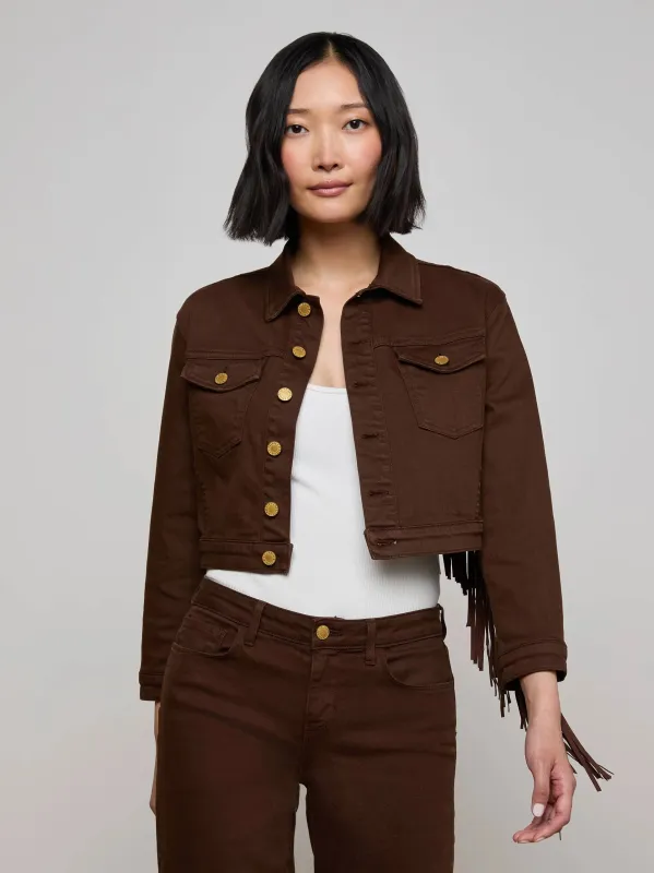 L'agence - Koda Fringe Jean Jacket - Brown sold by Jessie Boutique