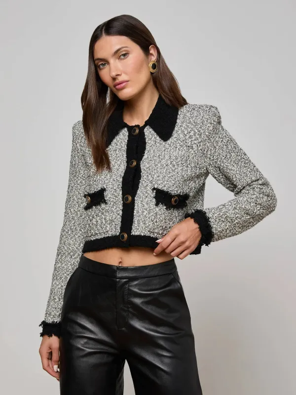 L'agence - Arielle Knit Jacket - White/Black sold by Jessie Boutique