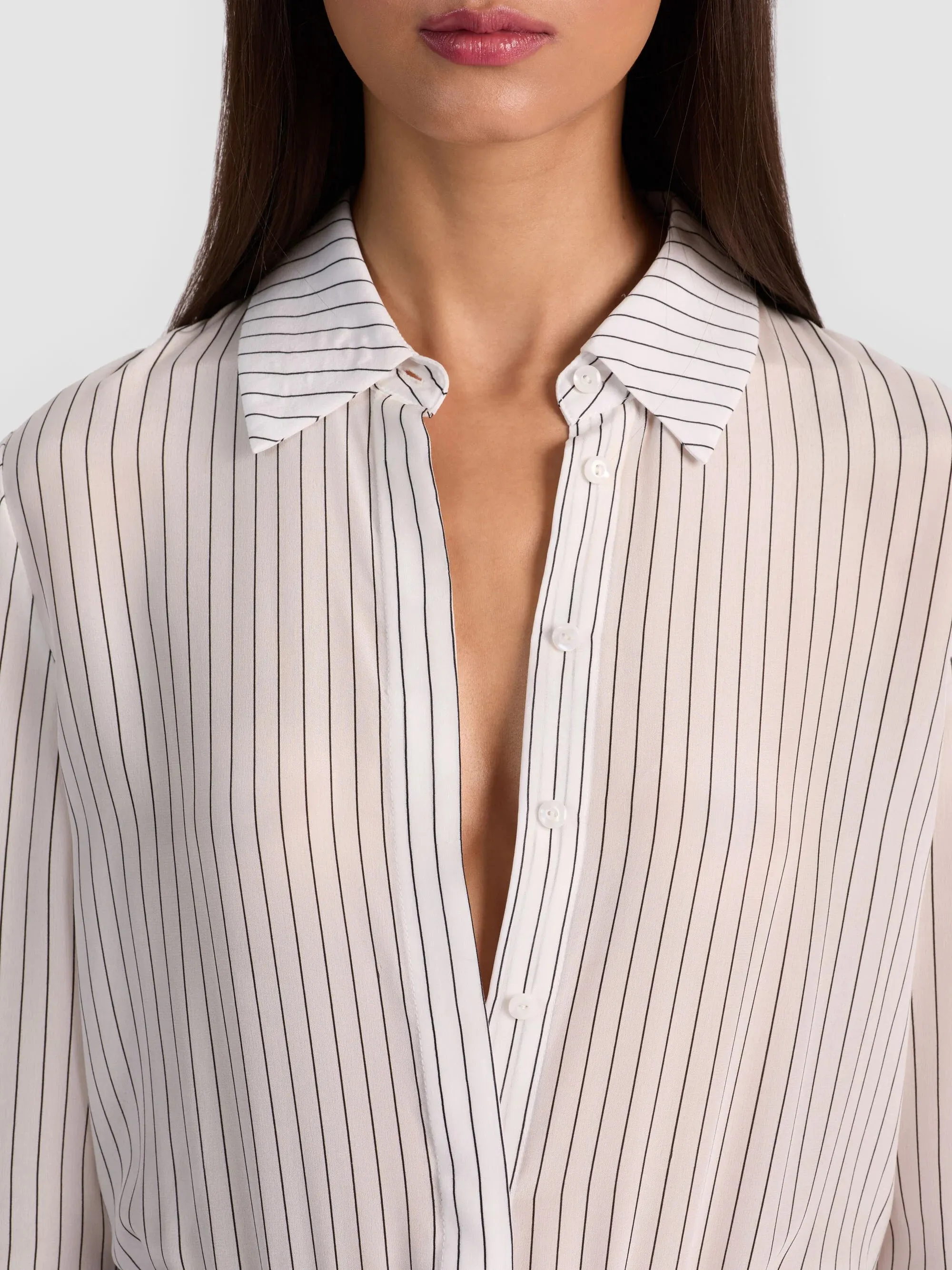 Alice + Olivia - Willa Silk Bodysuit - Off White/Black sold by Jessie Boutique product image thumbnail 4