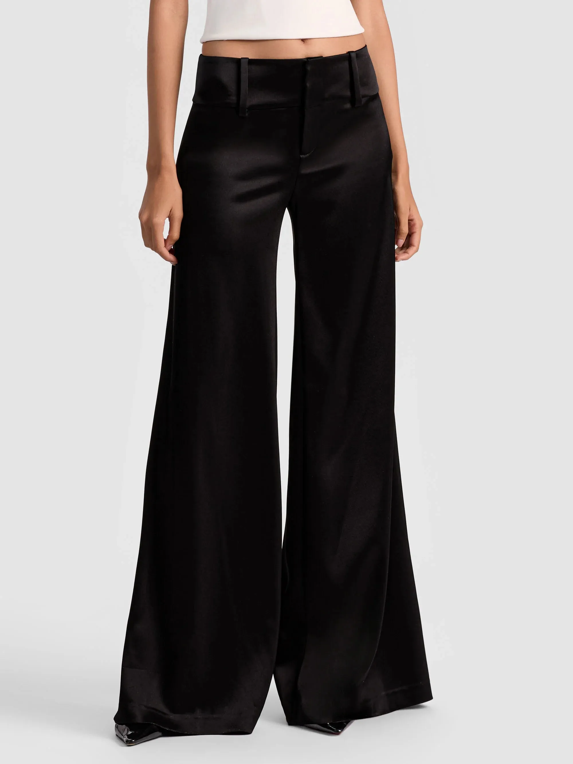 Alice + Olivia - Olivia Satin Wide Leg Flare Pants - Black sold by Jessie Boutique product image thumbnail 4