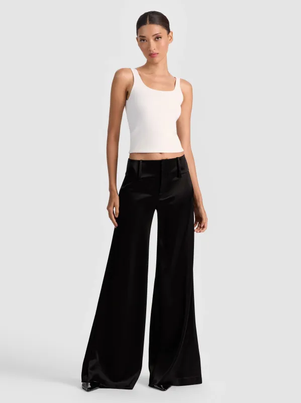 Alice + Olivia - Olivia Satin Wide Leg Flare Pants - Black sold by Jessie Boutique