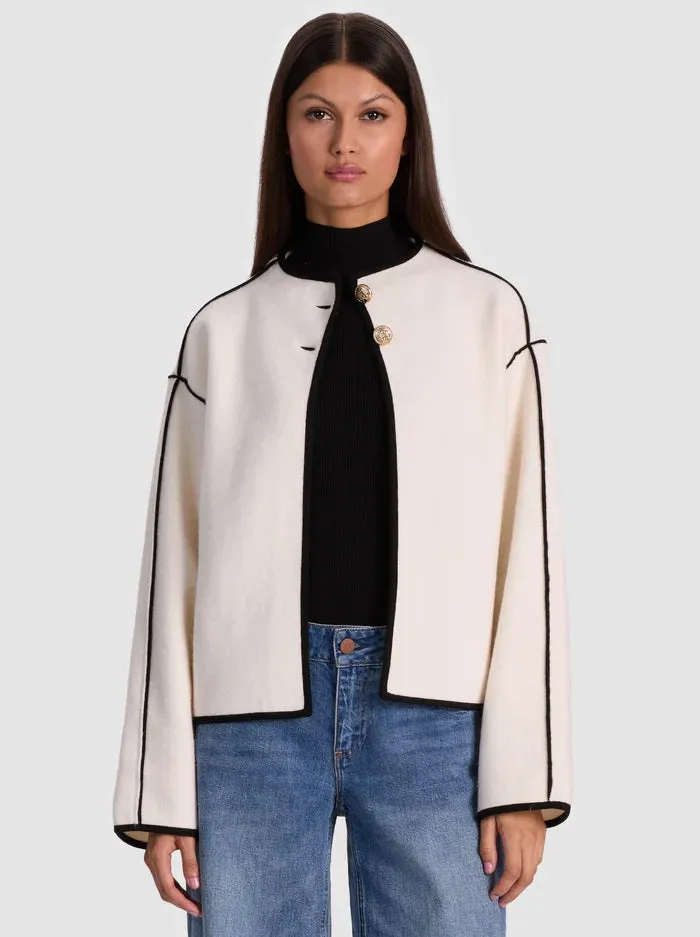 Alice + Olivia - Pearson Sweater Jacket - Soft White/Black sold by Jessie Boutique