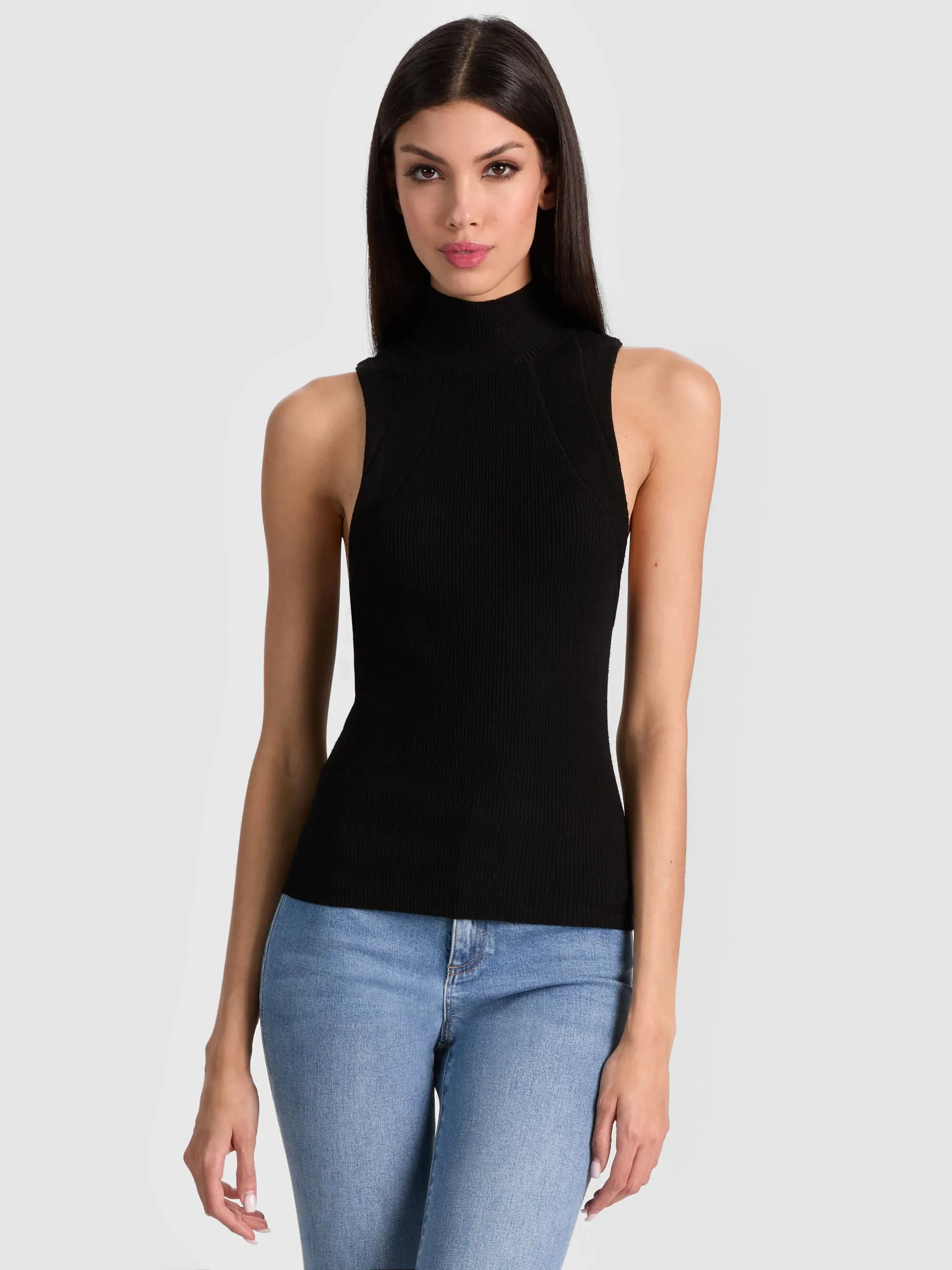 Alice + Olivia - Darcey Ribbed Tank - Black sold by Jessie Boutique