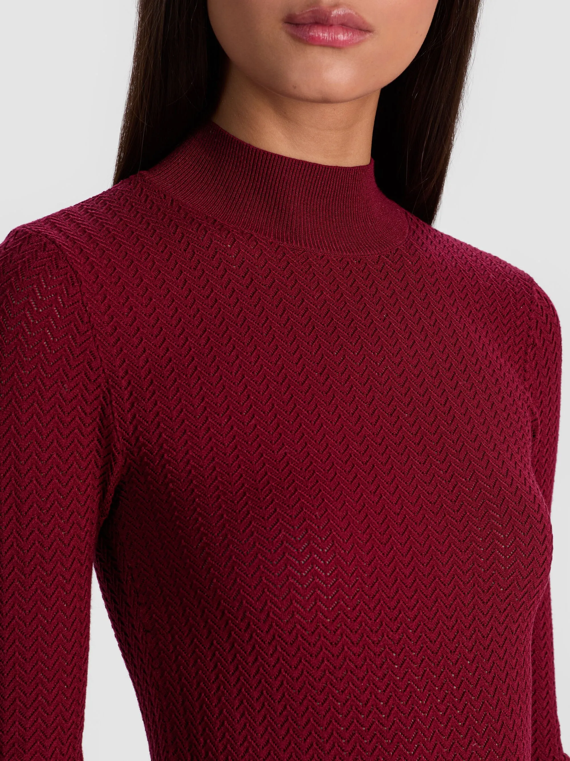 Alice + Olivia - Lanie Long Sleeve Mockneck - Oxblood sold by Jessie Boutique product image thumbnail 4