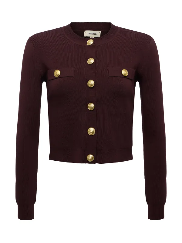 L'agence - Toulouse Cardigan - Chocolate/Gold sold by Jessie Boutique
