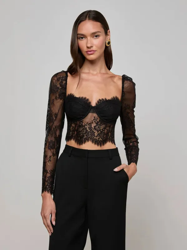 L'agence - Lori Lace Bustier Top - Black sold by Jessie Boutique