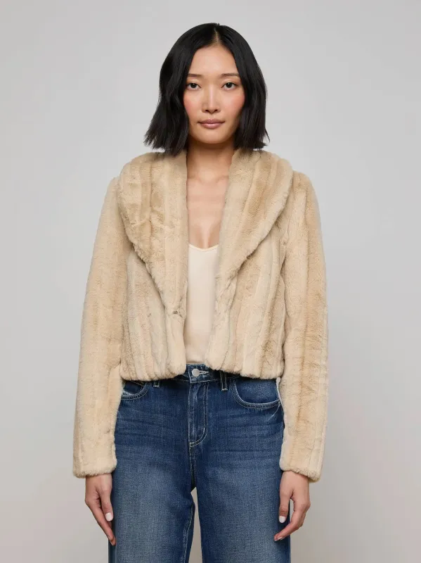 L'agence - Davy Faux Fur Jacket - Latte Striped Fur made by L'AGENCE