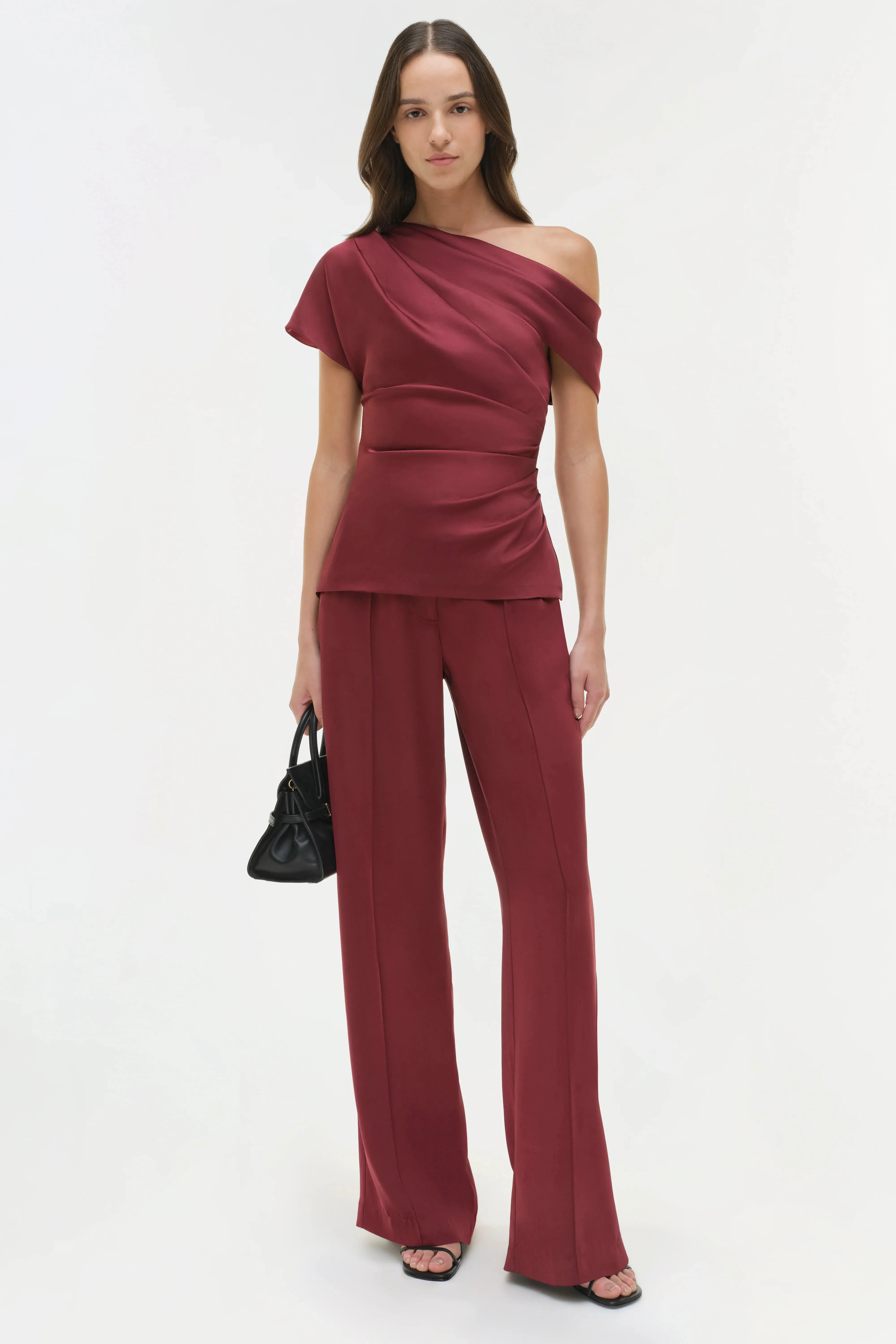 Simkhai - Phoebe Draped Satin Top - Cranberry sold by Jessie Boutique product image thumbnail 2